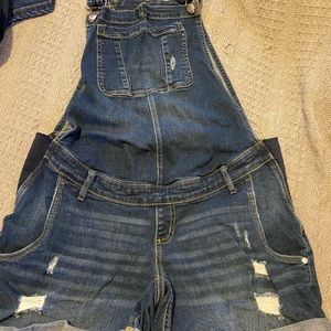 Maternity denim short overalls